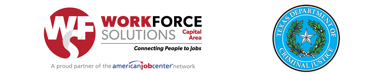 Logos for Workforce Solutions and Texas Dept of Criminal Justice